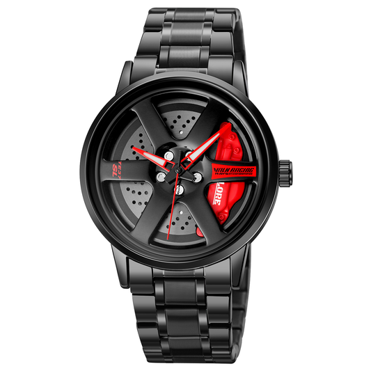 Lancer X FQ440 GYRO Watch | Car Alloy Wheel Watch | Red | Rotating dial Watch